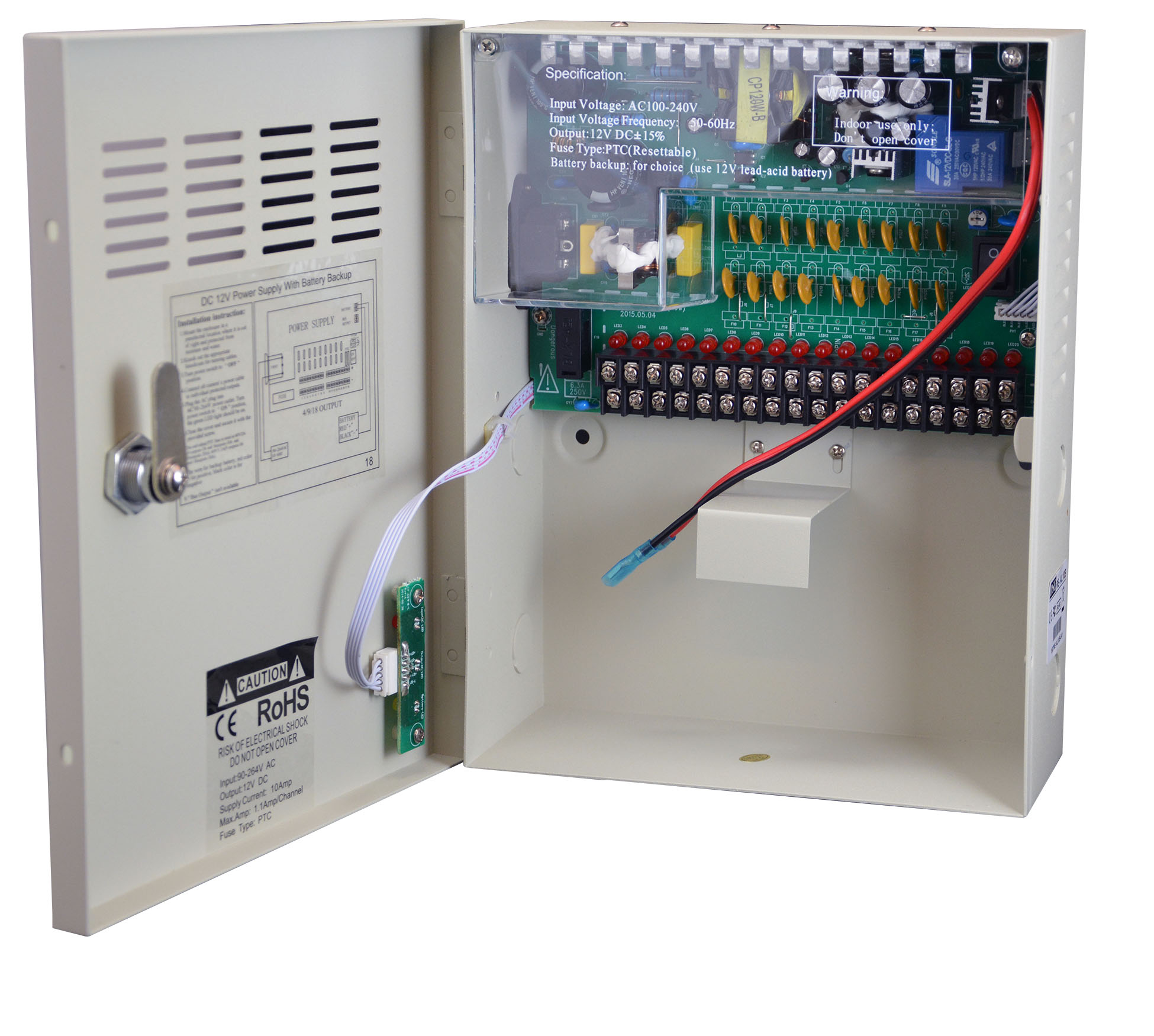 ALIMENTATORE STABILIZZATO CENTRALINA 4 USCITE CANALI BOX PER Telecamere 5a 12v - Foto 7